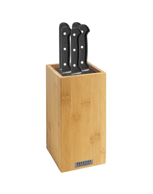 Spaguettiblock + 5 helle Holzmesser Universal braun - 26x15,5 cm