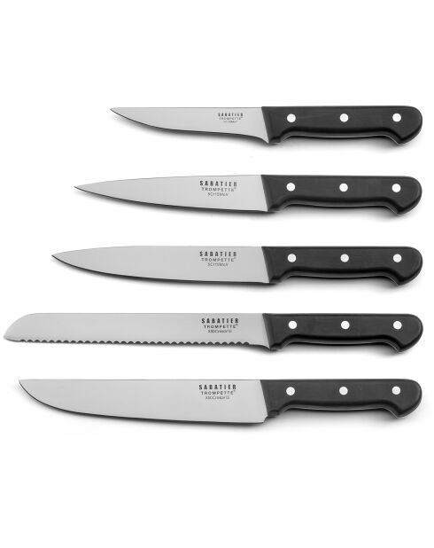 Bloc spaguetti + 5 couteaux en bois clair Universal marron - 26x15.5 cm