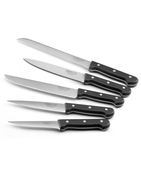 Bloc spaguetti + 5 couteaux en bois clair Universal marron - 26x15.5 cm