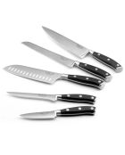 Bloc spaguetti + 5 couteaux en bois clair Vulcano marron - 26x15.5 cm