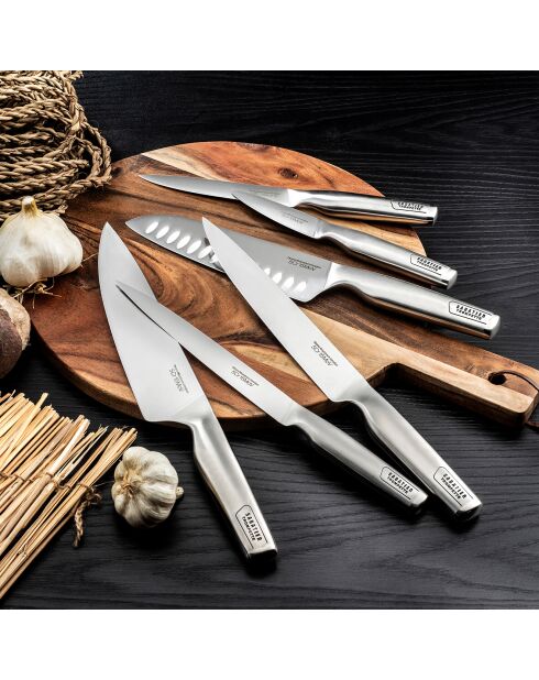 Bloc spaguetti + 5 couteaux en bois clair Asean marron
