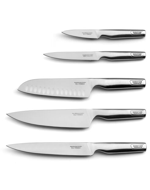Bloc spaguetti + 5 couteaux en bois clair Asean marron