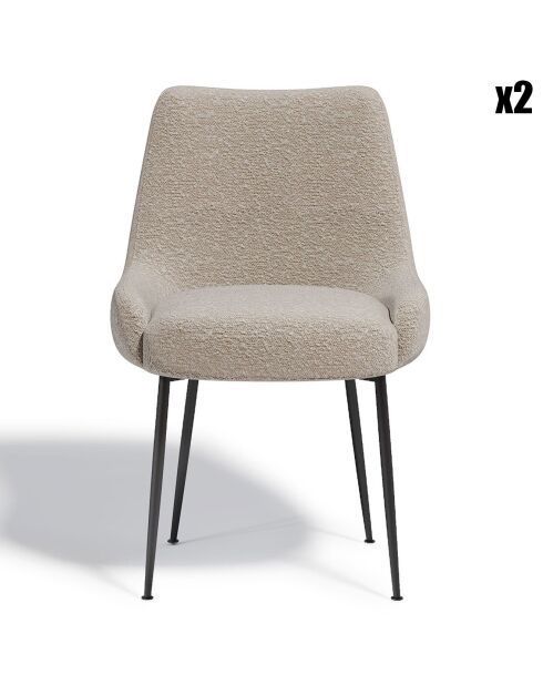 2 Chaises Rakel Bouclette taupe - 82x64x55 cm