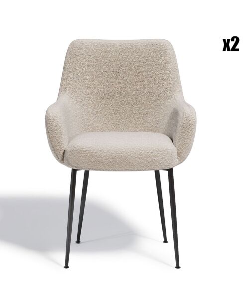 2 Petits Fauteuils Rakel Bouclette taupe - 82x64x55 cm