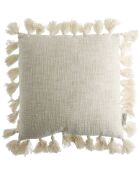 Coussin pompons ivoire - 45x45 cm