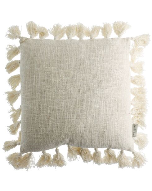 Coussin pompons ivoire - 45x45 cm