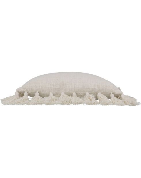 Coussin pompons ivoire - 45x45 cm