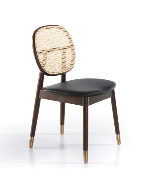 Chaise de table à manger avec assise en simili cuir marron/beige/noir - 49x52x87 cm