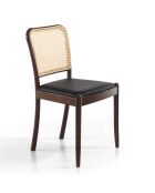 Chaise de table à manger avec assise en simili cuir marron/beige/noir - 48x50x84 cm