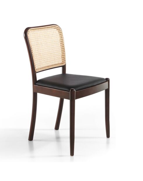 Chaise de table à manger avec assise en simili cuir marron/beige/noir - 48x50x84 cm