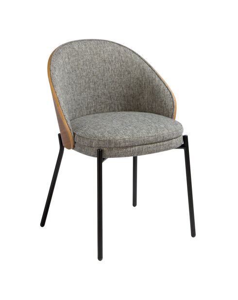 Chaise de salle à manger en tissu gris/noir mat - 54x54x75 cm