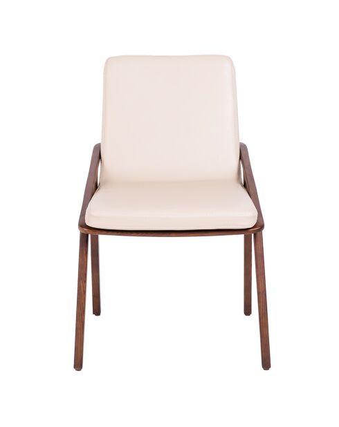 Chaise de table à manger simili cuir beige/frêne - 54x59x80 cm