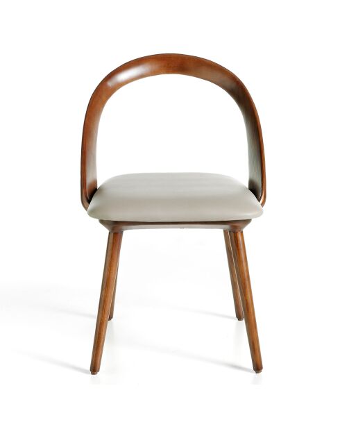 Chaise de table à manger en simili cuir noyer/vison - 53x59x78 cm