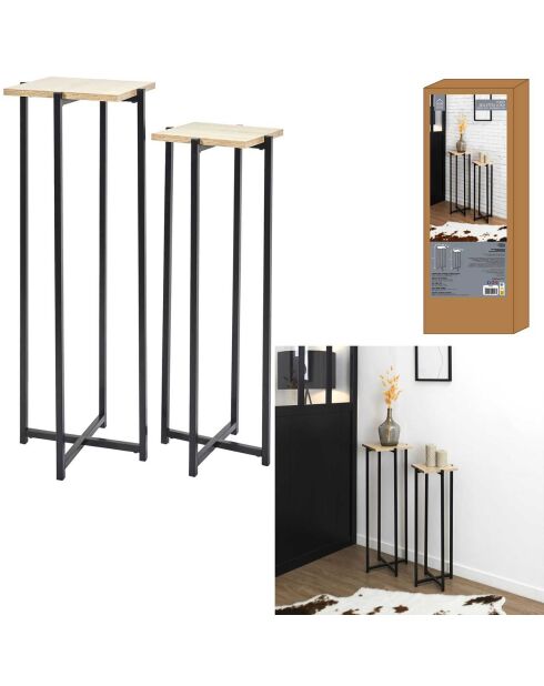 2 Sellettes Loka marron/noir