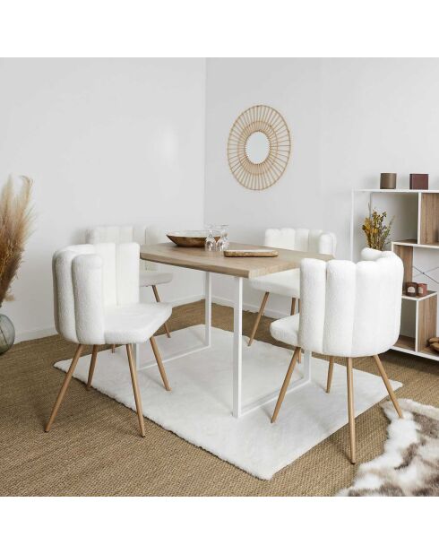 Chaise Ariel bouclette blanc/noir - 52x82.5x54 cm