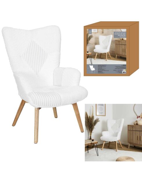 Fauteuil Helsinki patchwork beige/marron - 65x100x74 cm