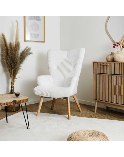 Fauteuil Helsinki patchwork beige/marron - 65x100x74 cm