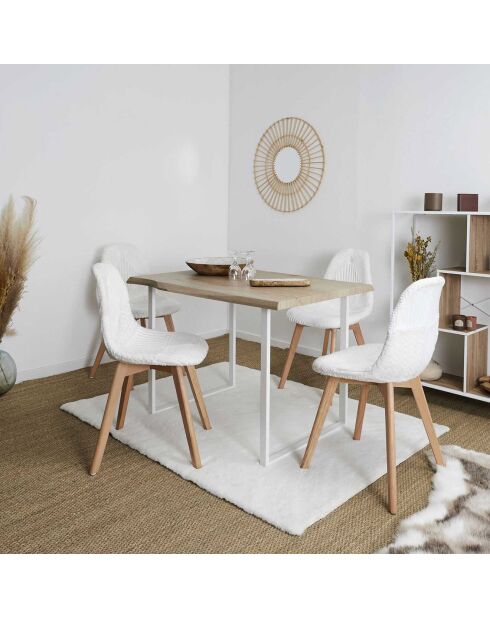 Chaise scandinave patchwork beige/marron - 47x87x52 cm