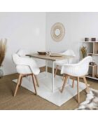 Fauteuil scandinave patchwork beige/marron - 64x85.4x59.5 cm