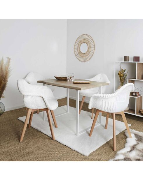 Fauteuil scandinave patchwork beige/marron - 64x85.4x59.5 cm