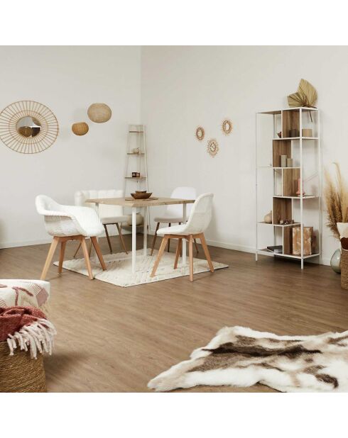 Fauteuil scandinave patchwork beige/marron - 64x85.4x59.5 cm