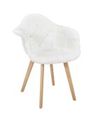 Fauteuil scandinave patchwork beige/marron - 64x85.4x59.5 cm