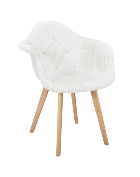 Fauteuil scandinave patchwork beige/marron - 64x85.4x59.5 cm