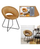 Fauteuil rond velours cotelé Giulia jaune/noir - 67x84x52 cm