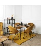 Fauteuil rond velours cotelé Giulia jaune/noir - 67x84x52 cm
