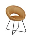 Fauteuil rond velours cotelé Giulia jaune/noir - 67x84x52 cm