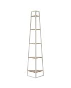 Etagère angle 5 niveaux blanc/marron - 34x180x34 cm