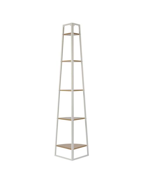 Etagère angle 5 niveaux blanc/marron - 34x180x34 cm