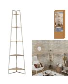 Etagère angle 5 niveaux blanc/marron - 34x180x34 cm
