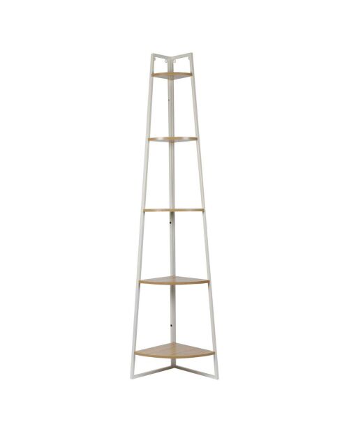 Etagère angle 5 niveaux blanc/marron - 34x180x34 cm