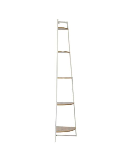 Etagère angle 5 niveaux blanc/marron - 34x180x34 cm