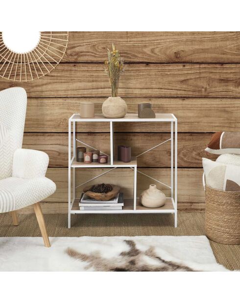 Etagère Edison blanc/marron - 80x79.5x30 cm