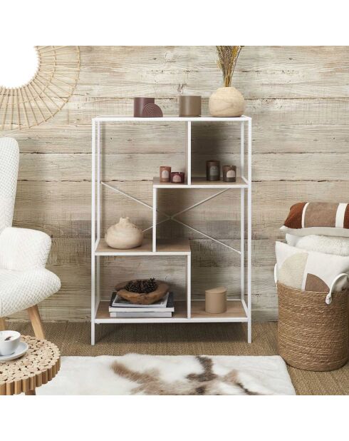 Etagère Edison blanc/marron - 80x113x30 cm