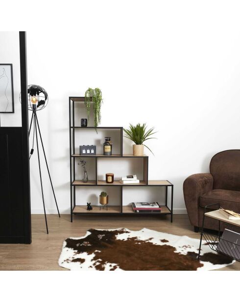 Etagère escalier Edison marron/noir - 120x146x30 cm