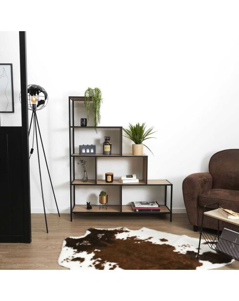 Etagère escalier Edison marron/noir - 120x146x30 cm