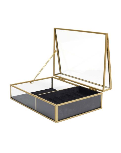 Boite à bijoux noir/doré - 23x8x16 cm