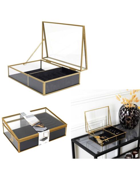 Boite à bijoux noir/doré - 23x8x16 cm