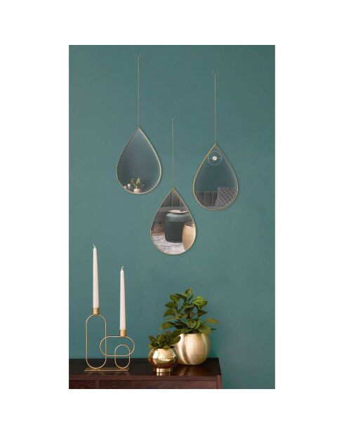 Miroir goutte suspendue doré - 19.1x27.2x1.02 cm