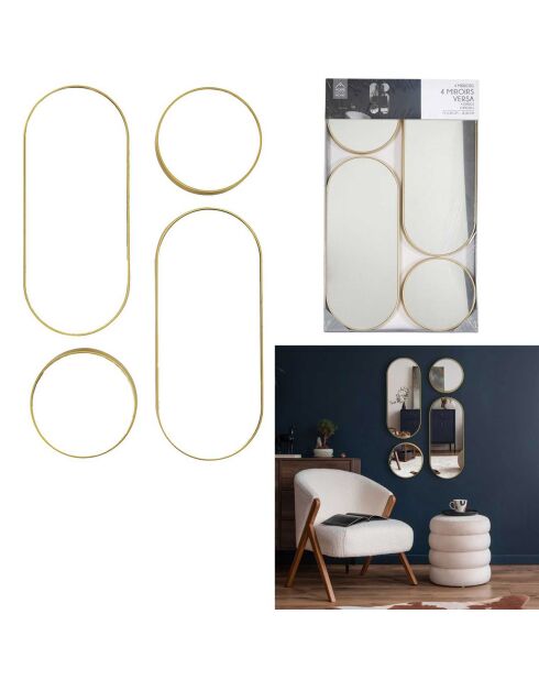 4 Miroirs Versa dorés - 71x30x3 cm