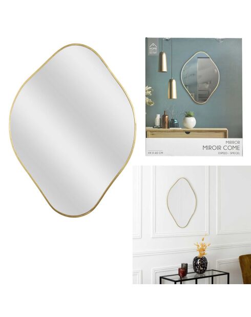 Miroir losange doré - 44x60x1 cm