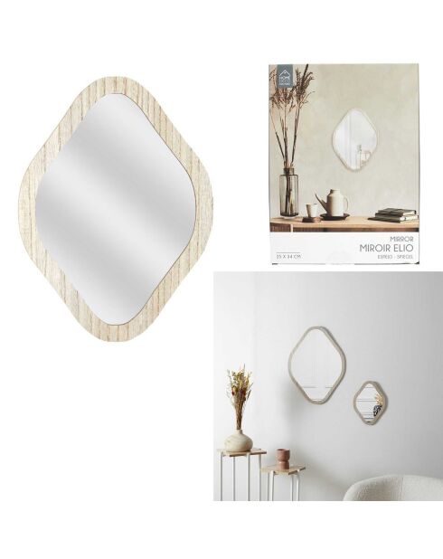 Miroir losange marron - 25x34x1 cm