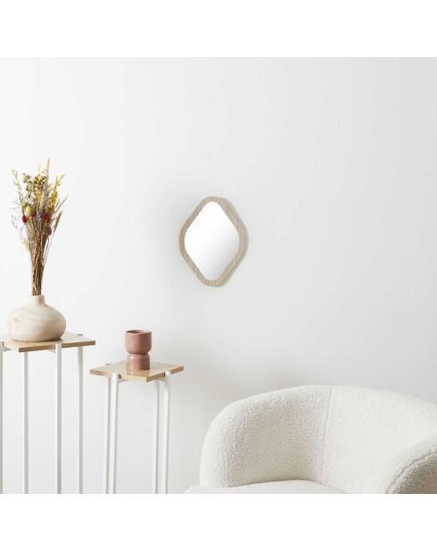 Miroir losange marron - 25x34x1 cm