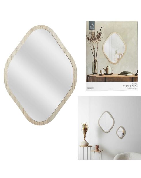 Miroir losange Elio marron - 44x60x1 cm