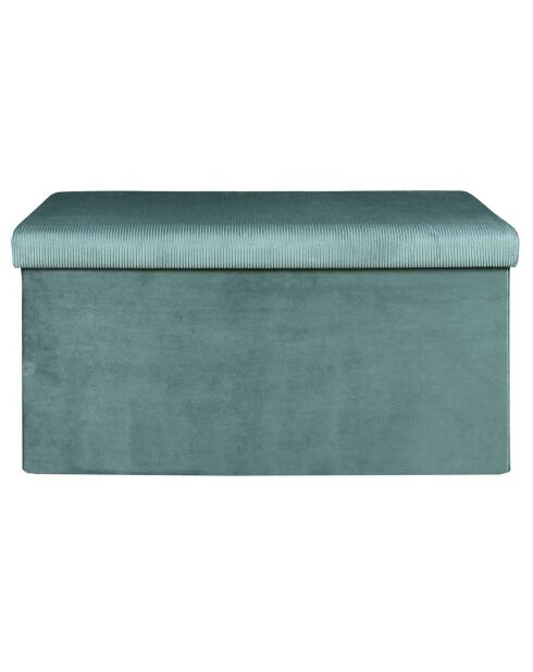 Coffre banc pliable velours cotelé Giulia bleu canard - 77x38x38 cm