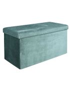 Coffre banc pliable velours cotelé Giulia bleu canard - 77x38x38 cm
