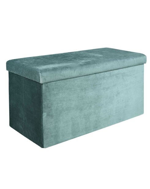 Coffre banc pliable velours cotelé Giulia bleu canard - 77x38x38 cm